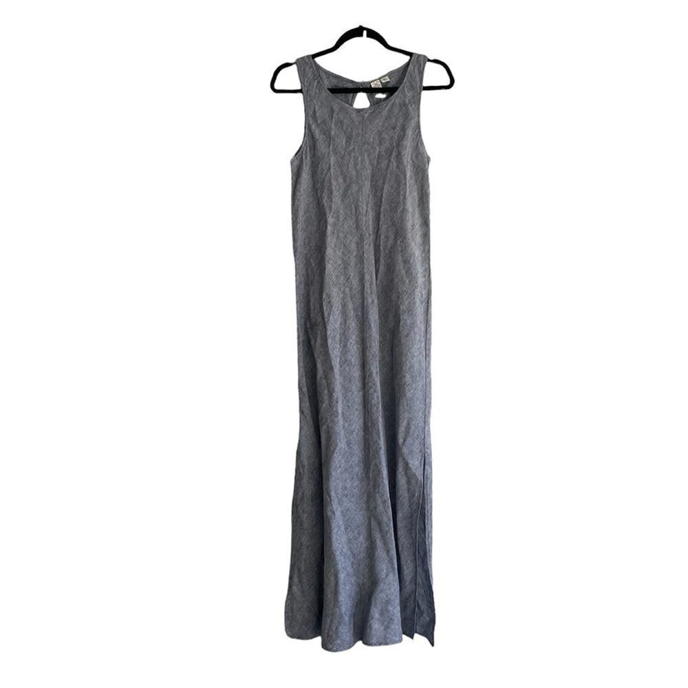 ARTISAN NY Linen Sleeveless Maxi Dress Blue 2